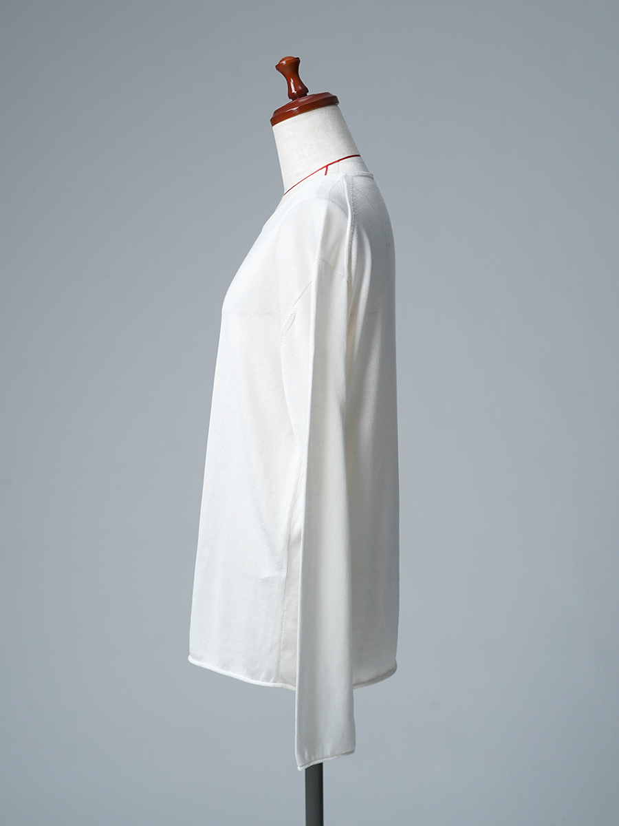 【訳あり見本品/Lサイズ】カシミヤ70%×シルク30% カシミヤシルク インナーセーター クルーネック / 生成り sample-d0451