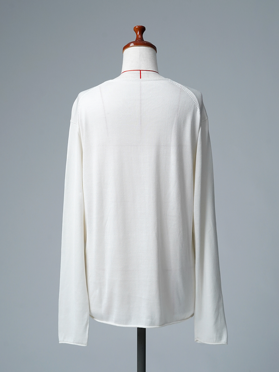 【訳あり見本品/Lサイズ】カシミヤ70%×シルク30% カシミヤシルク インナーセーター クルーネック / 生成り sample-d0451
