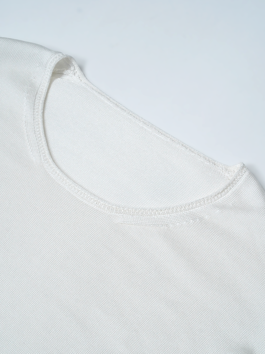 【訳あり見本品/Lサイズ】カシミヤ70%×シルク30% カシミヤシルク インナーセーター クルーネック / 生成り sample-d0451