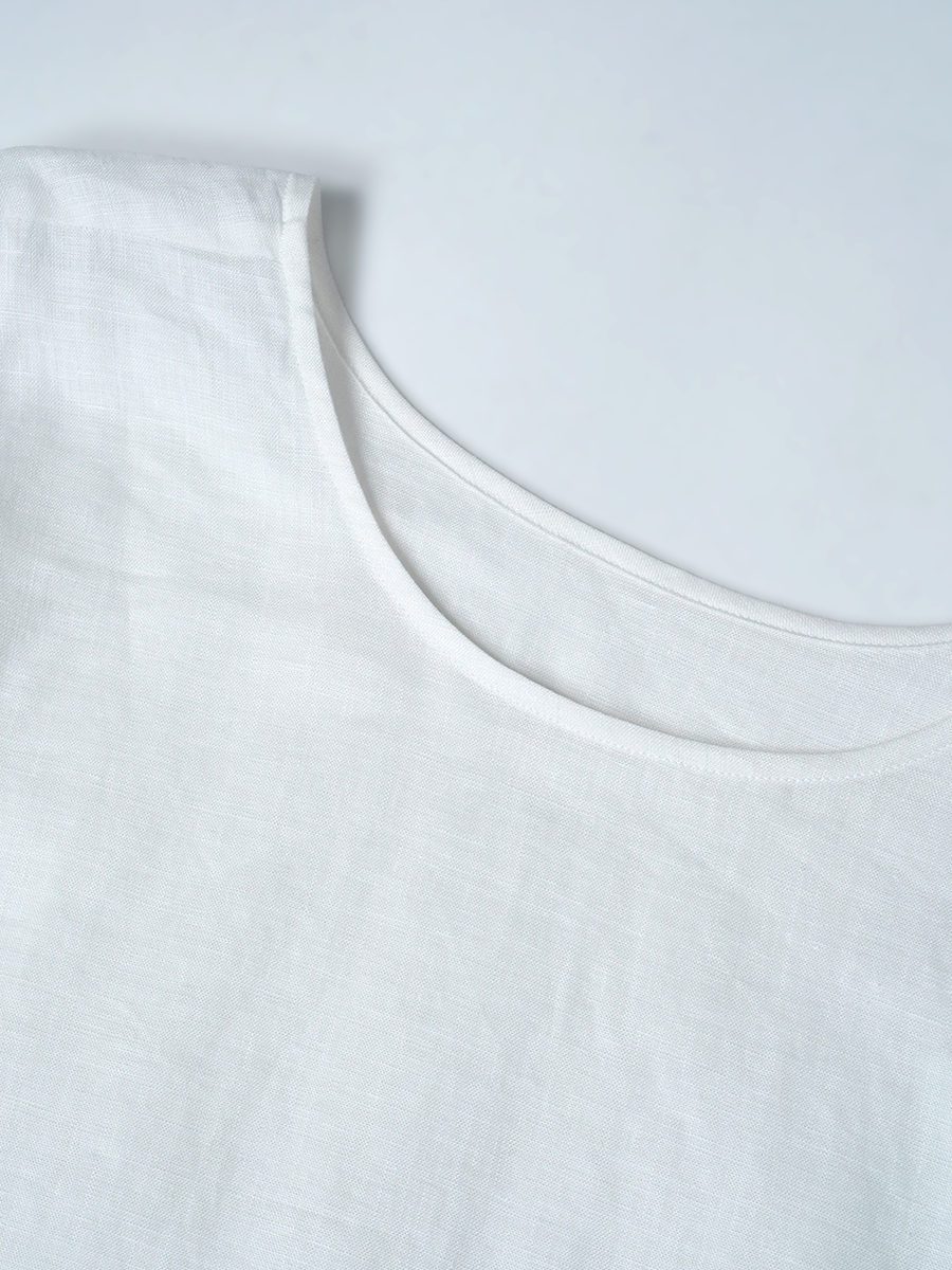 【見本品/Sサイズ】リネントップス 7分袖トップス わたぬきセットトップスのみ / 白 sample-d0459