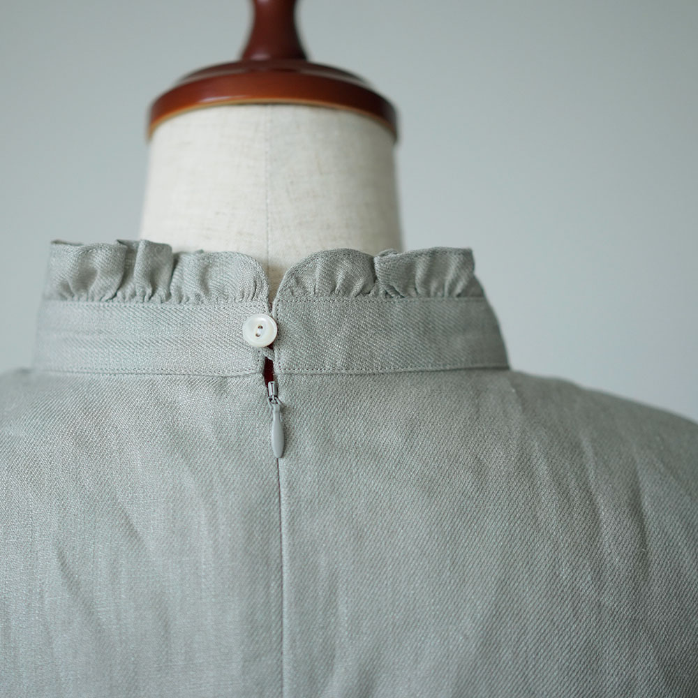 【サンプル作品】リネンツイル 波々ピンタック ドレス / フオッグ sample-no551