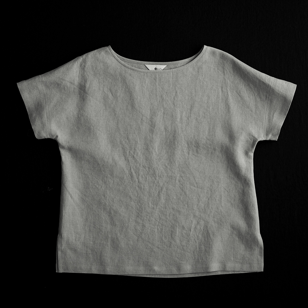 【wafu】Linen T-shirt ドロップショルダー Tシャツ　/亜麻ナチュラル t001l-amn1