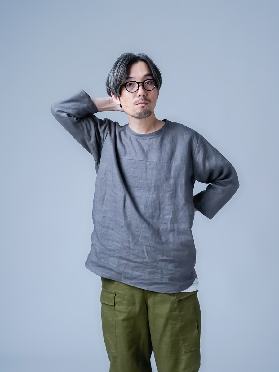 wafu／フランス産リネン100% 七分袖トップス ／鈍色 リネントップス】機嫌のいい私を叶える リネン 7分袖 トップス ／ 3色展開