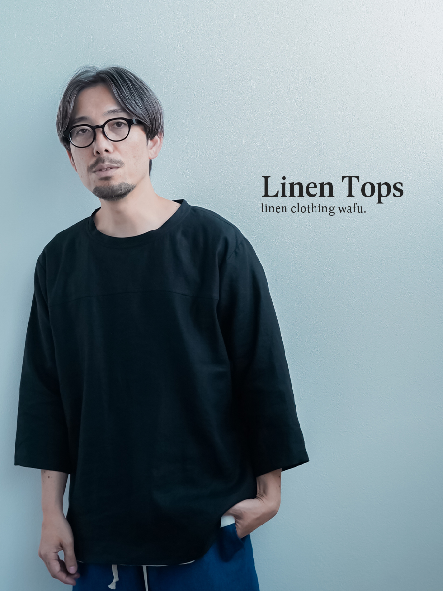 wafu リネン 長袖カットソー 黒 wafu リネン 長袖カットソー 黒 wafu リネン 長袖カットソー 黒