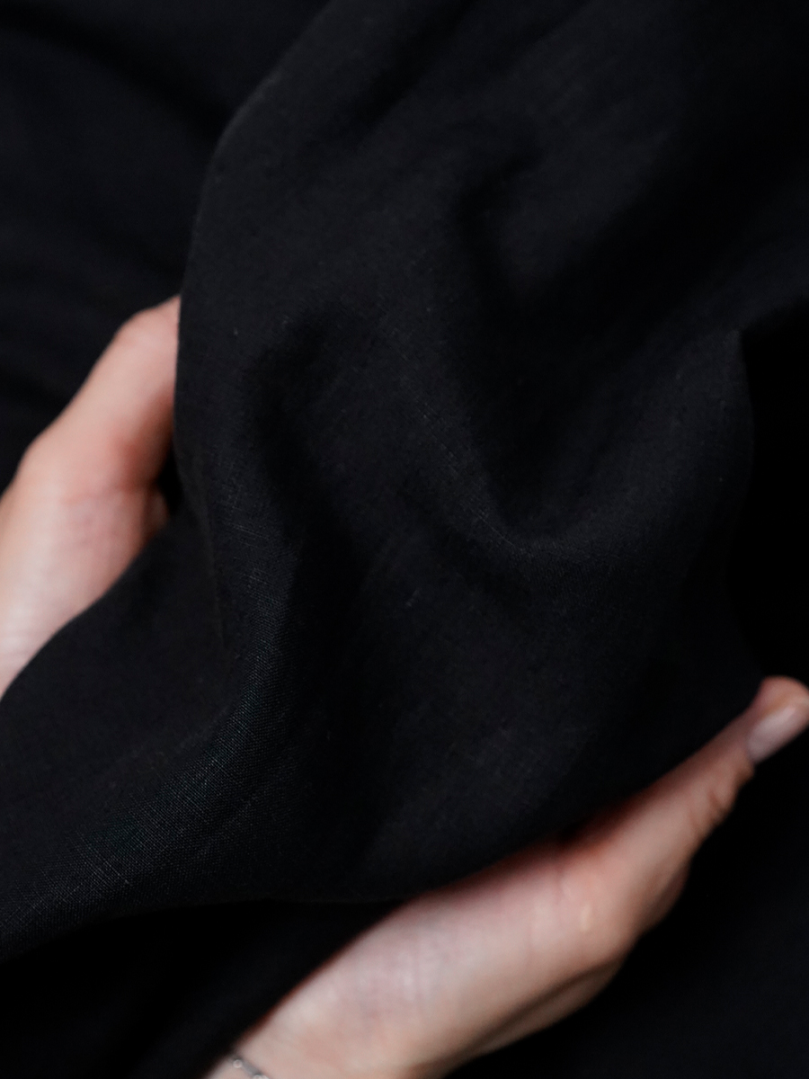 リネントップス】機嫌のいい私を叶える リネン 7分袖 トップス ／ 黒色