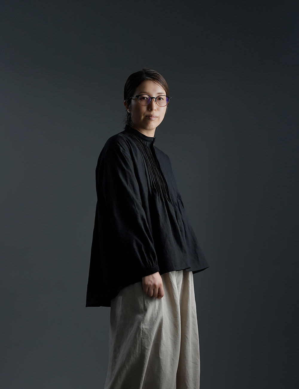 【wafu】Rosanna（ロザンナ）　Pintucked linen shirt /2色展開 t006d