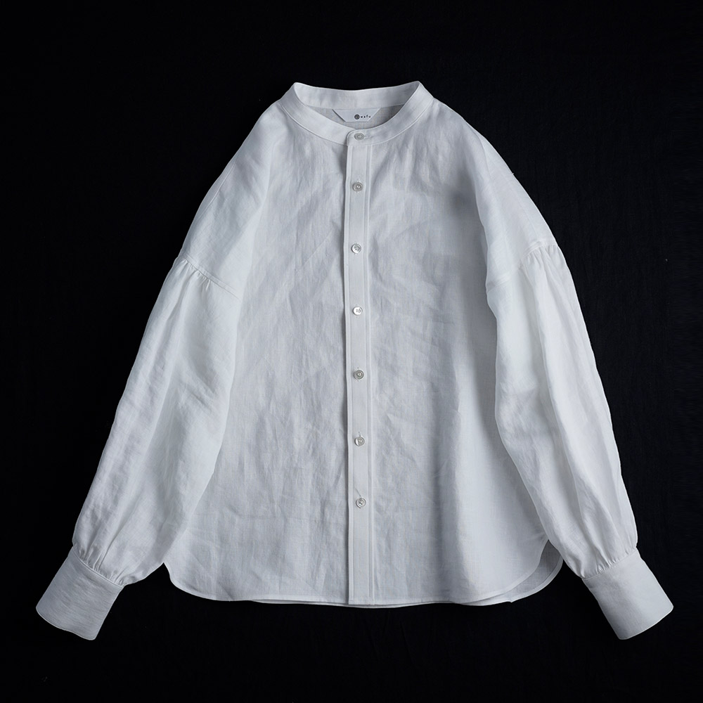 【10月27日21時～販売開始】Linen Shirt ランタンスリーブシャツ / 白色 t007c-wht1