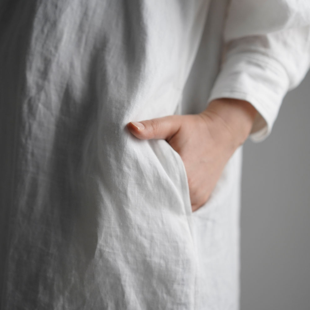 【wafu】Linen Oversized Shirt　ビックシルエット シャツ / ホワイト t021a-wht1