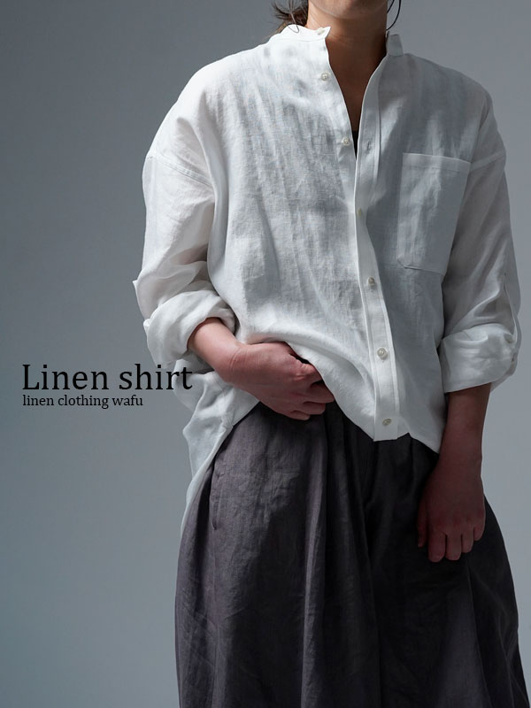 【リネンシャツ】時には長袖、時には半袖　見惚れるロールアップシャツ / 白 t021f-wht1