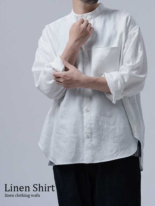 【リネンシャツ】ハートをわしづかみの 洗練されしシャツ /白色 t021i-wht1