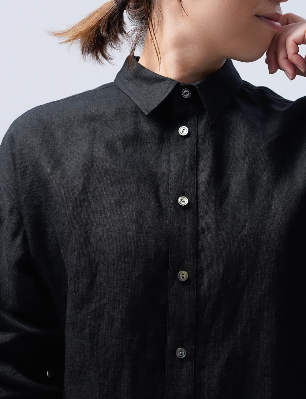 【wafu】ゆるっと感が絶妙にカッコい男女兼用シャツ/ 黒色 t021j-bck1