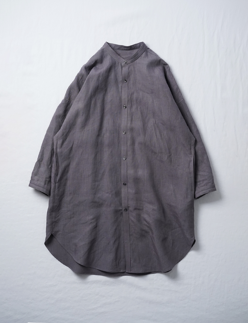 【リネンシャツワンピース】曲線美に見惚れるビックシャツドレス /茶鼠t021k-cnz1