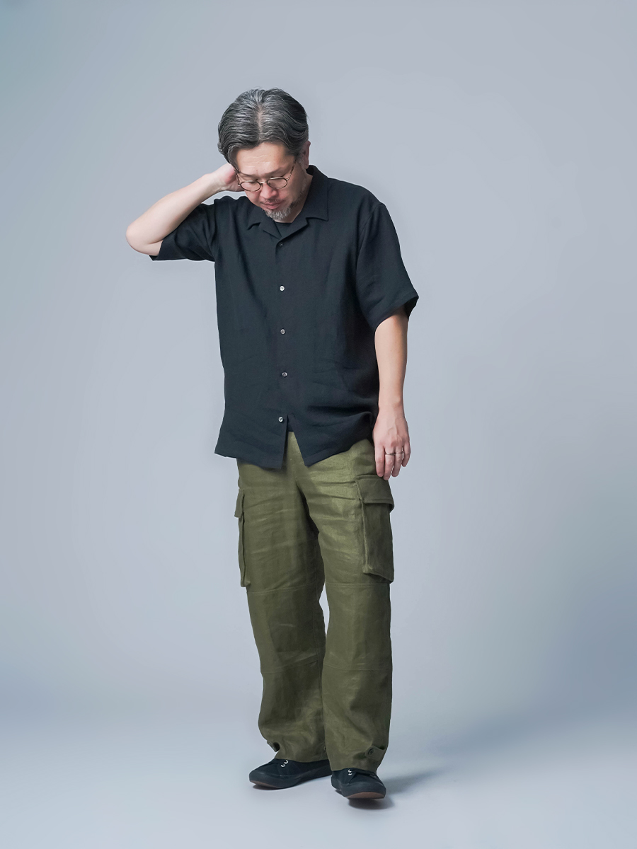 リネンシャツ】清涼感たっぷり！ 大人の リネン梨地 アロハシャツ ／ 3
