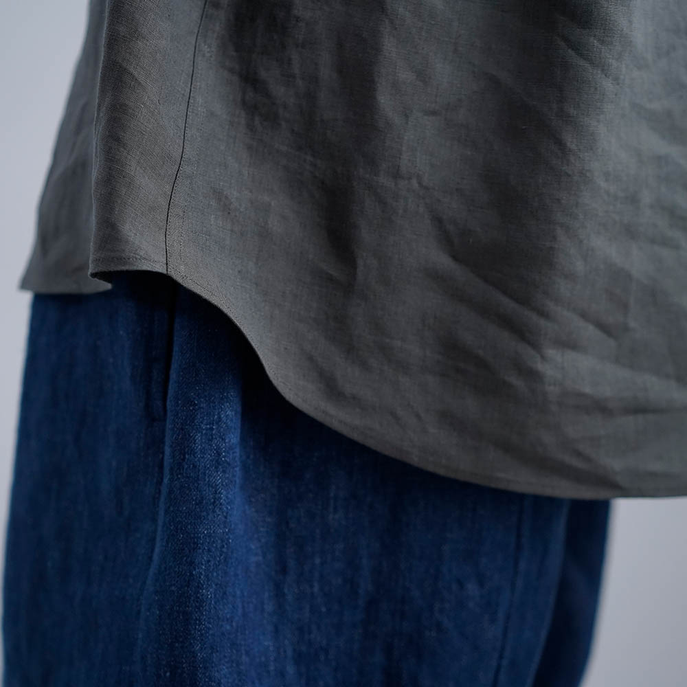 Linen Shirt　超高密度リネン スリーピングシャツ 男女兼用 / フォレッジグリーン t030d-fgg1