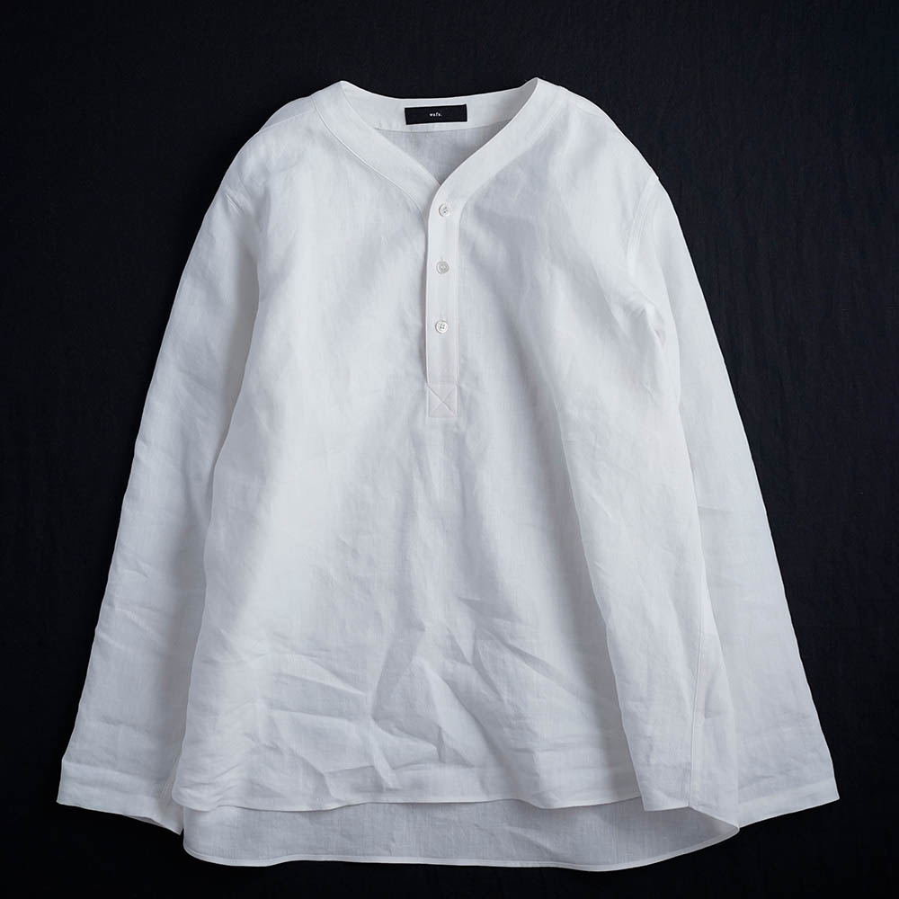Linen Shirt　超高密度リネン スリーピングシャツ 男女兼用 / 白色 t030d-wht1