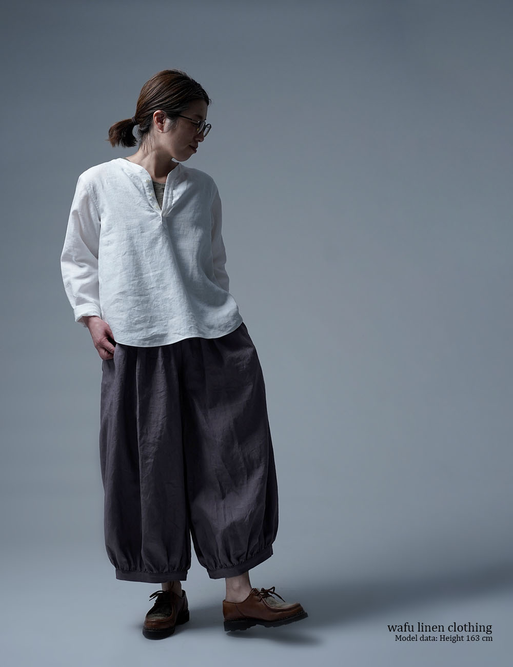 【wafu】Linen Shirt スリーピングシャツ / 白色 t030e-wht1