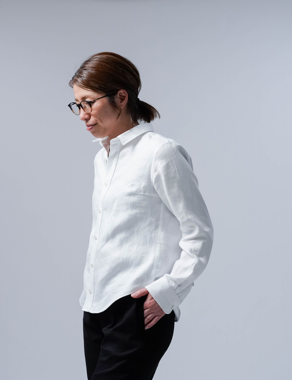 【プレミアム】 Linen Shirt wafu史上最高の上質リネン シャツ / ホワイト t031a-wht3