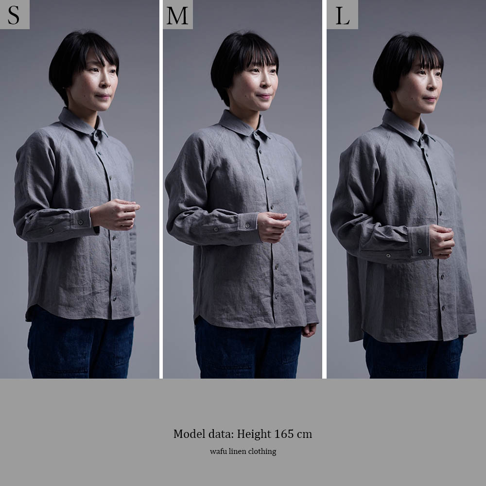 【入門編】数量限定！ Linen Shirt　男女兼用シャツ /スチールグレー t034e-stg2