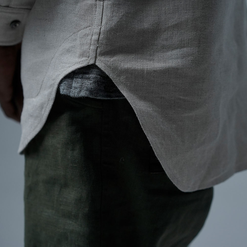 【wafu】Linen Shirt アウトドアシャツ ポケット有り / 亜麻ナチュラル t035f-amn2