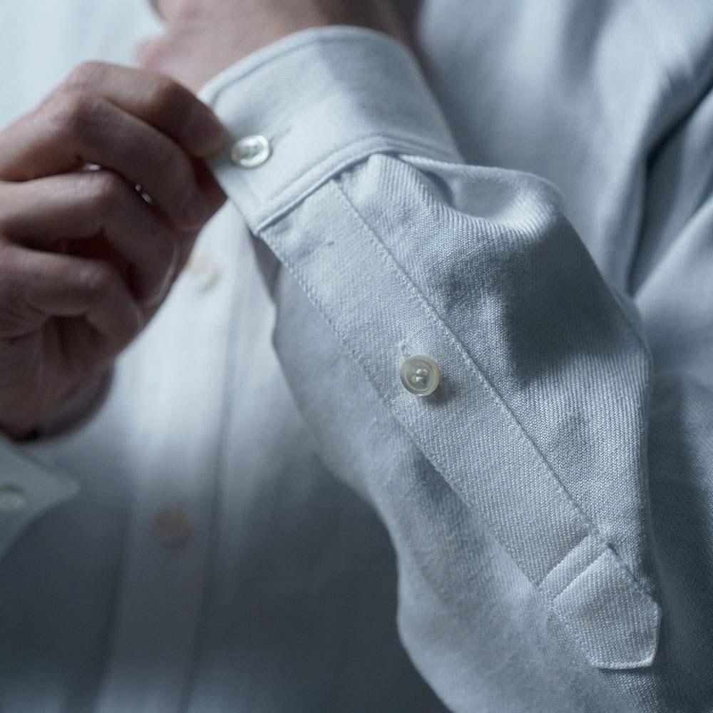 【プレミアム】Linen Shirt ドレスシャツ 高密度 ツイル / ホワイト t035i-wht3