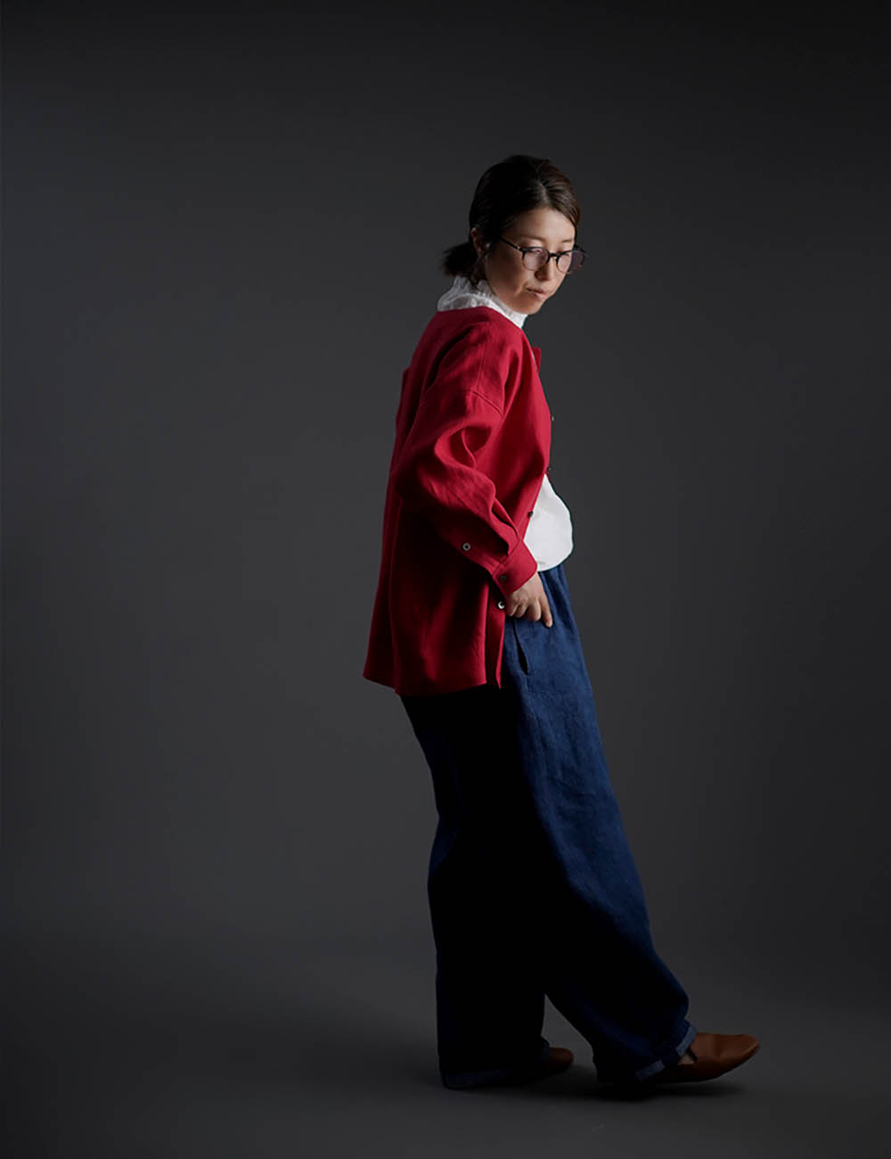 【10月9日21時～販売開始】wafu Premium Linen 起毛 ノーカラーシャツジャケット / クリストローゼ t036c-ctr3