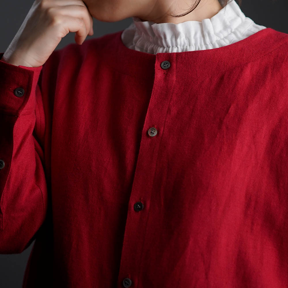 【10月9日21時～販売開始】wafu Premium Linen 起毛 ノーカラーシャツジャケット / クリストローゼ t036c-ctr3