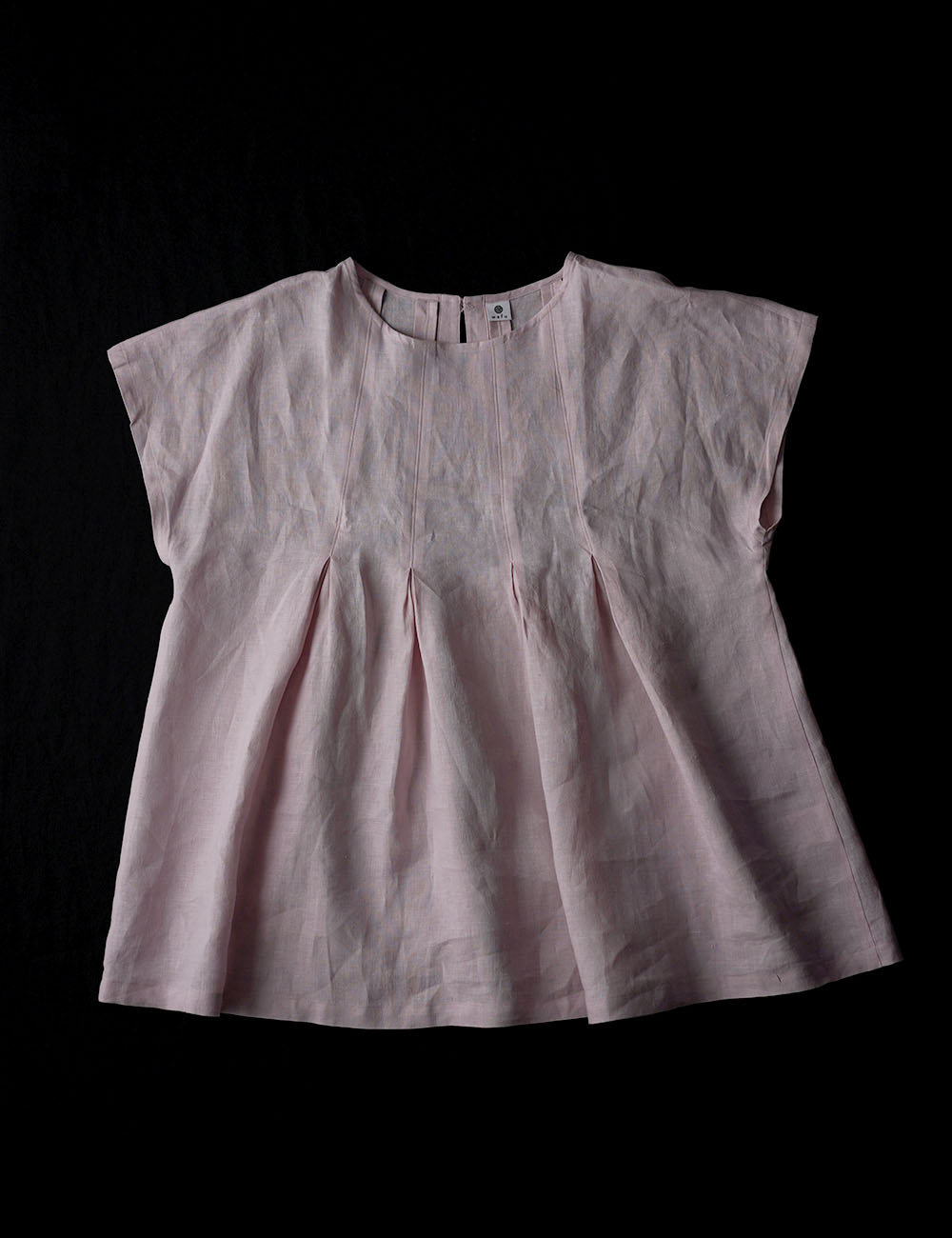 【wafu】雅亜麻 Double-pleated blouse 2重ヒダのリネンブラウス 薄地 / 桜色(さくらいろ) t039a-sak1