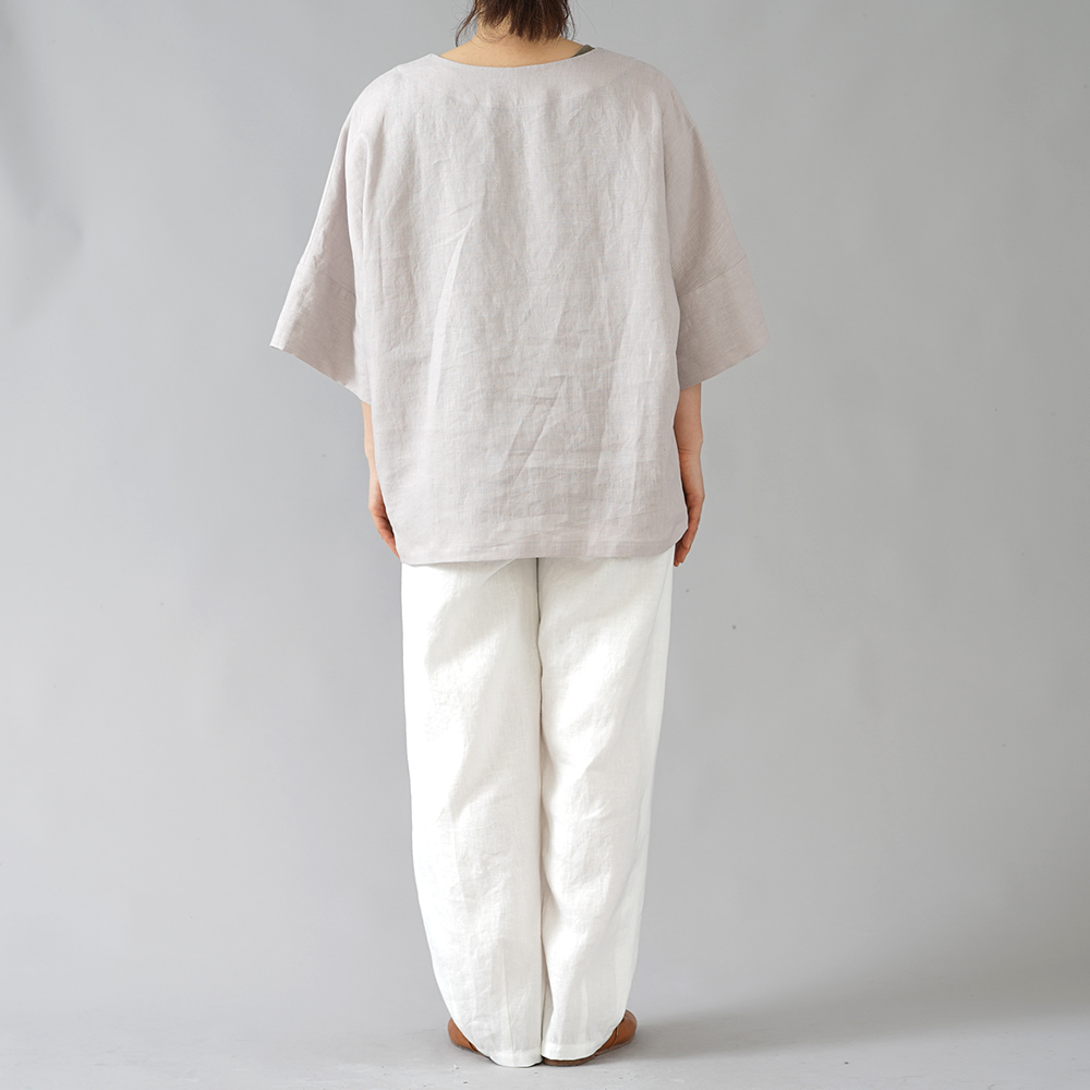 【wafu】Oversized Linen T-shirt リネンビッグT チュニック /灰桜(はいざくら) t041f-hzk1