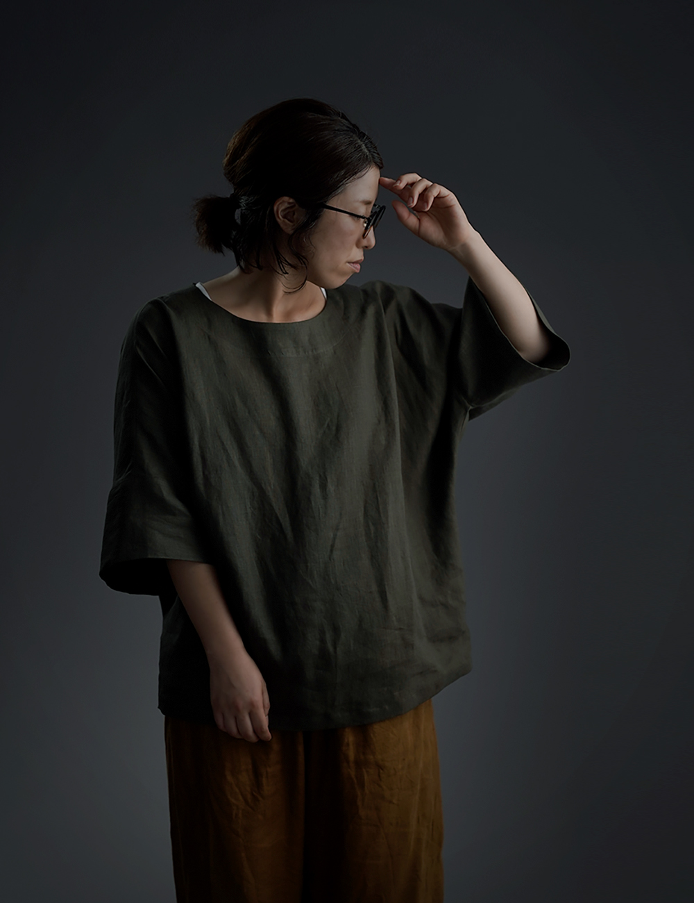 【wafu】Oversized Linen T-shirt リネンビッグT チュニック/柳煤竹(やなぎすすたけ) t041f-ysk1