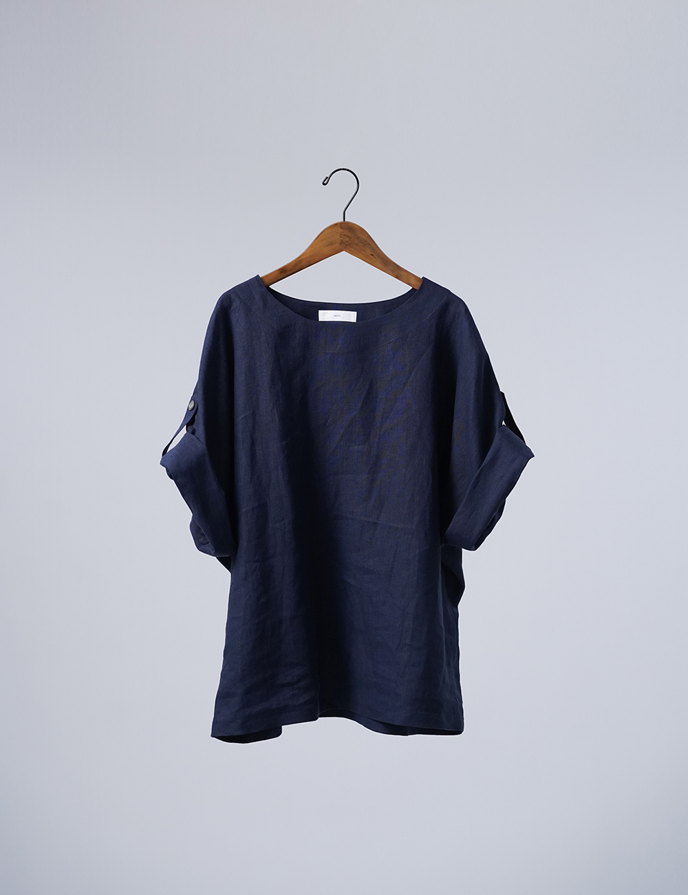 【リネントップス】風が通る ロールアップTシャツ/留紺(とめこん) t041k-tmk1