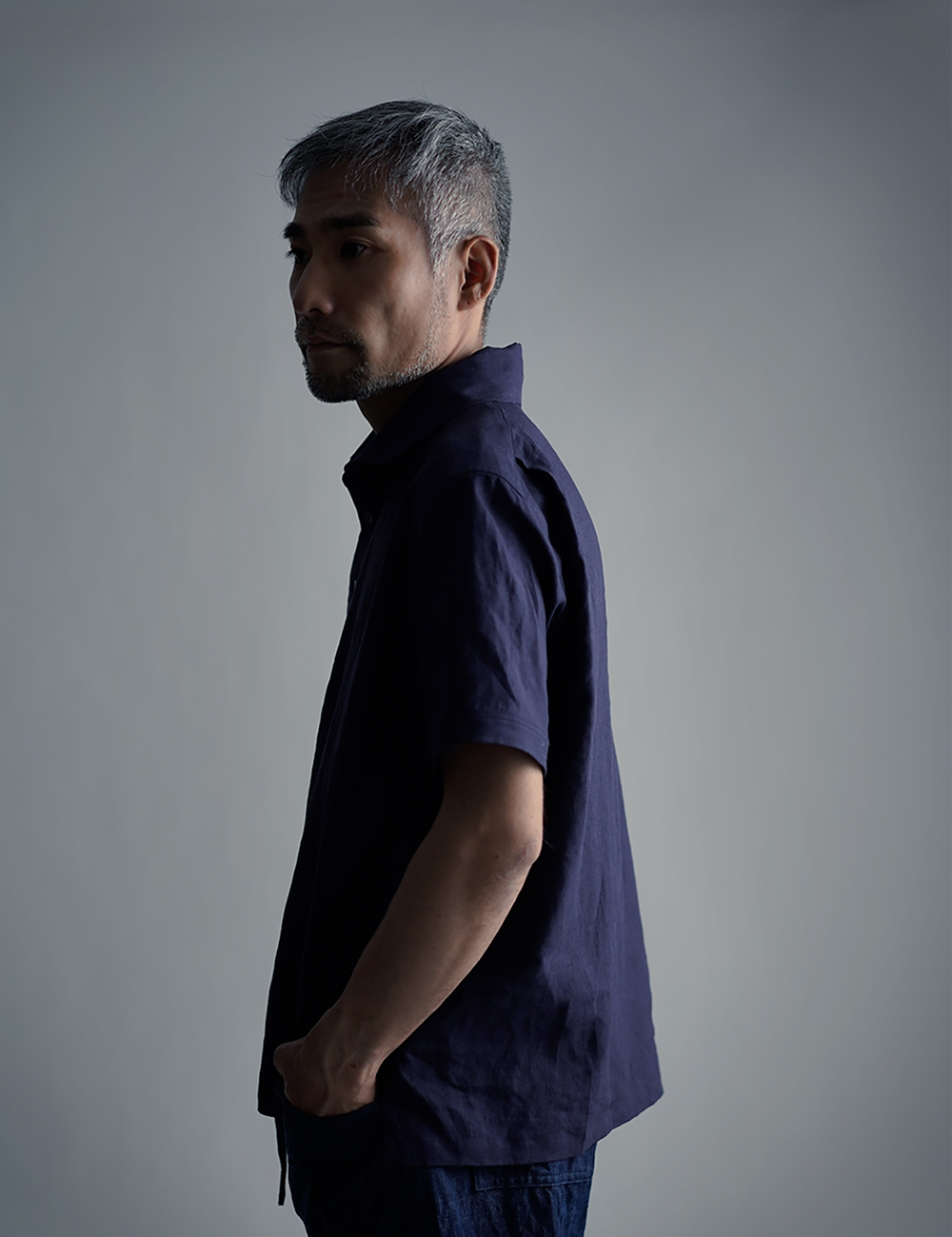 【wafu】Linen Polo Shirt　ポロシャツ　超高密度リネン /黒紅色(くろべにいろ) t053a-kbi1