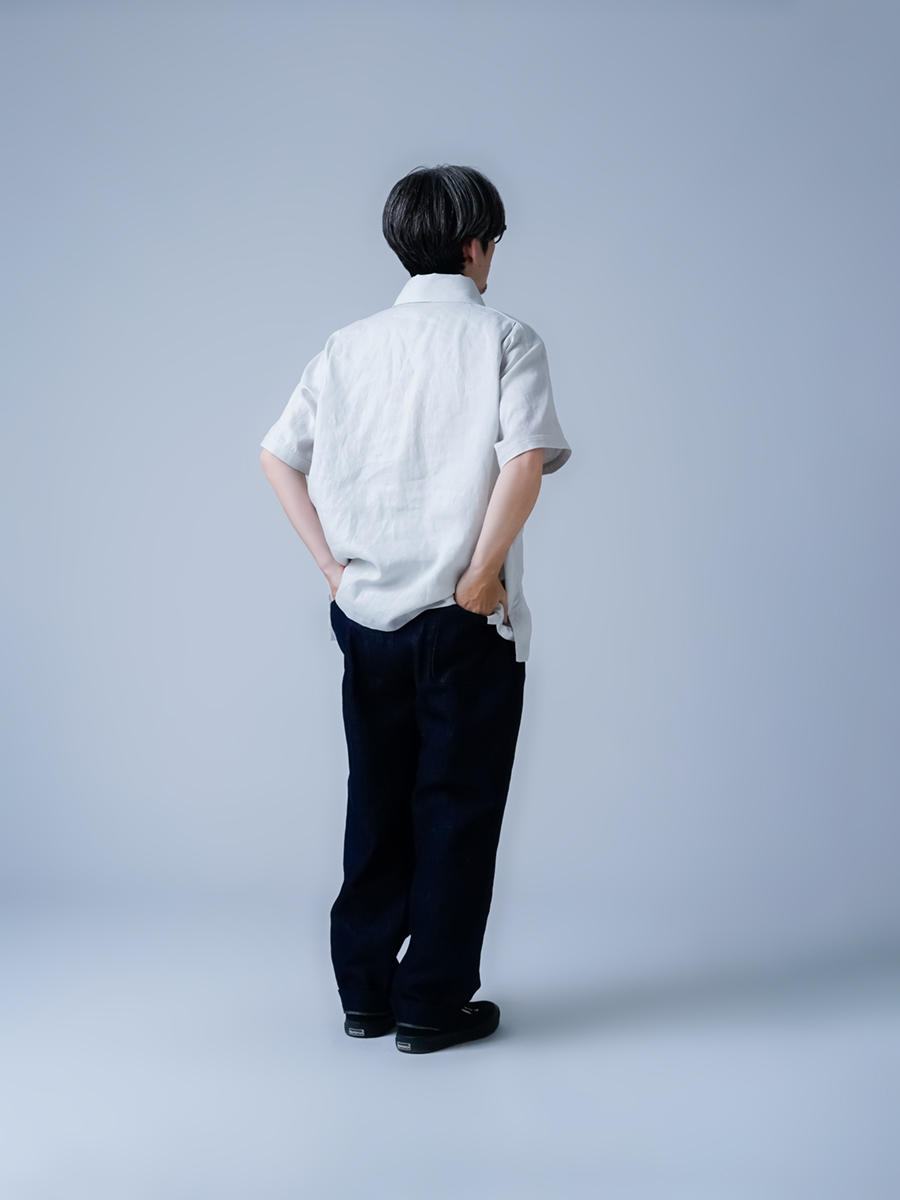 【wafu】リネンポロシャツ　超高密度リネン /白色 t053a-wht1 wafu】リネンポロシャツ 超高密度リネン /白色 t053a-wht1