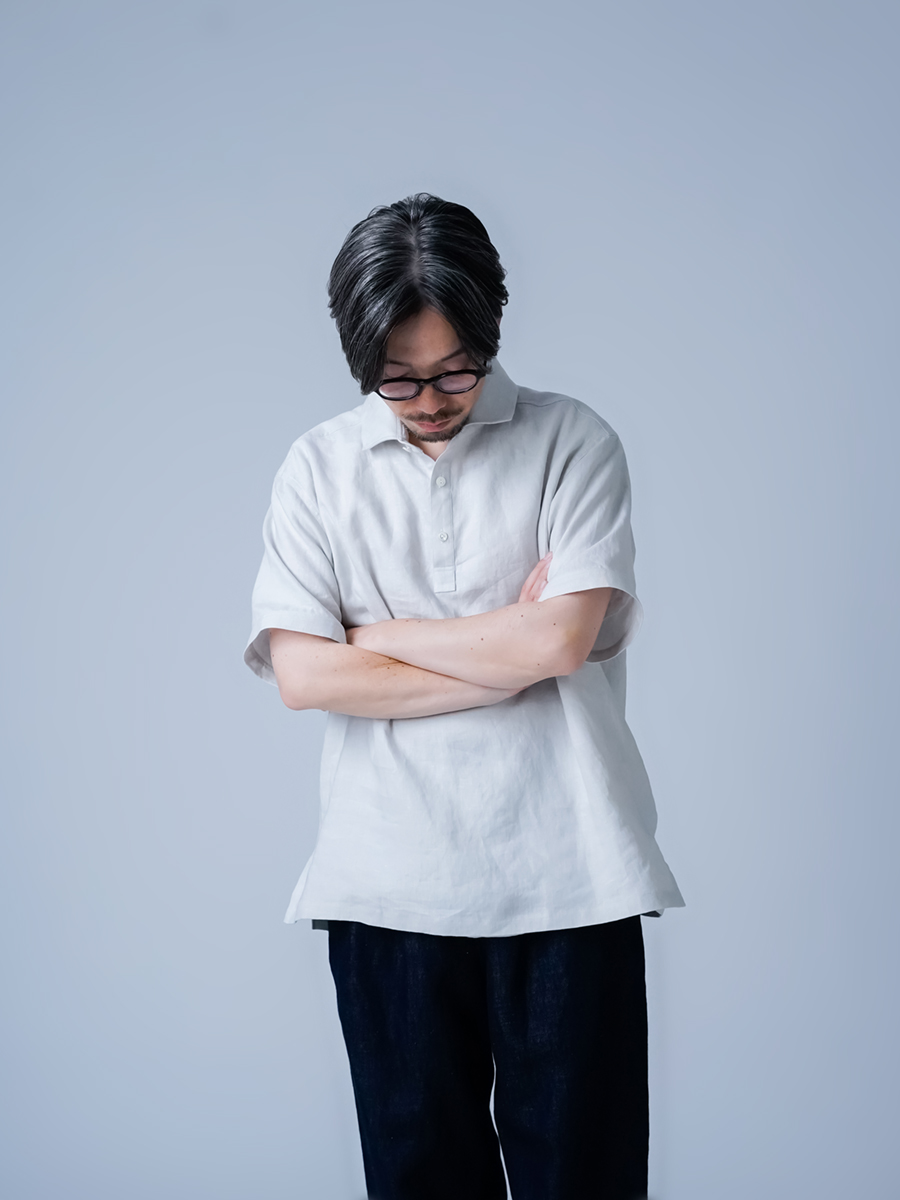 【wafu】リネンポロシャツ　超高密度リネン /白色 t053a-wht1 wafu】リネンポロシャツ 超高密度リネン /白色 t053a-wht1
