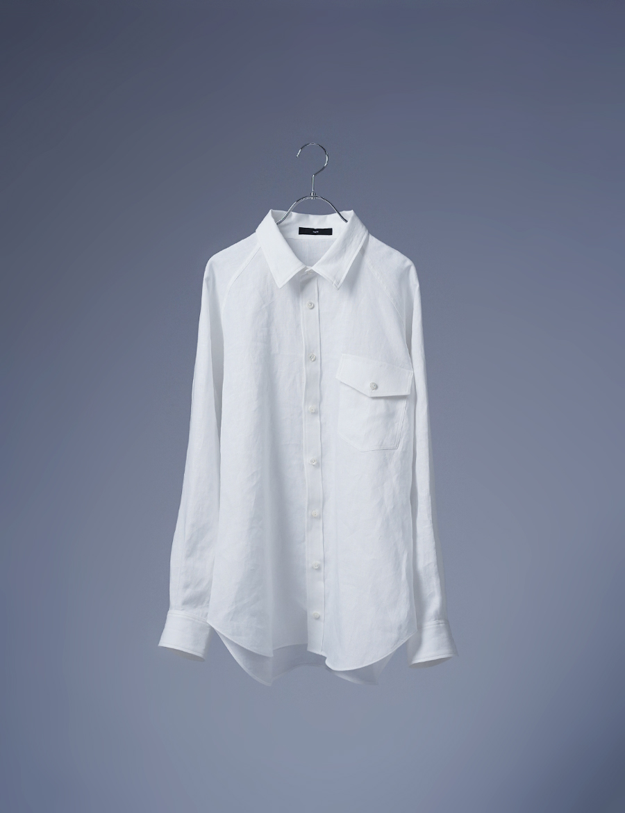 【リネンシャツ】リネン好きが愛用 ラグランスリーブシャツ / 白色 t060a-wht1