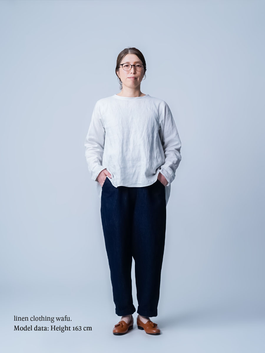 wafu リネン 長袖トップス リネントップス】 軽く やわらかい タートル ネックインナー