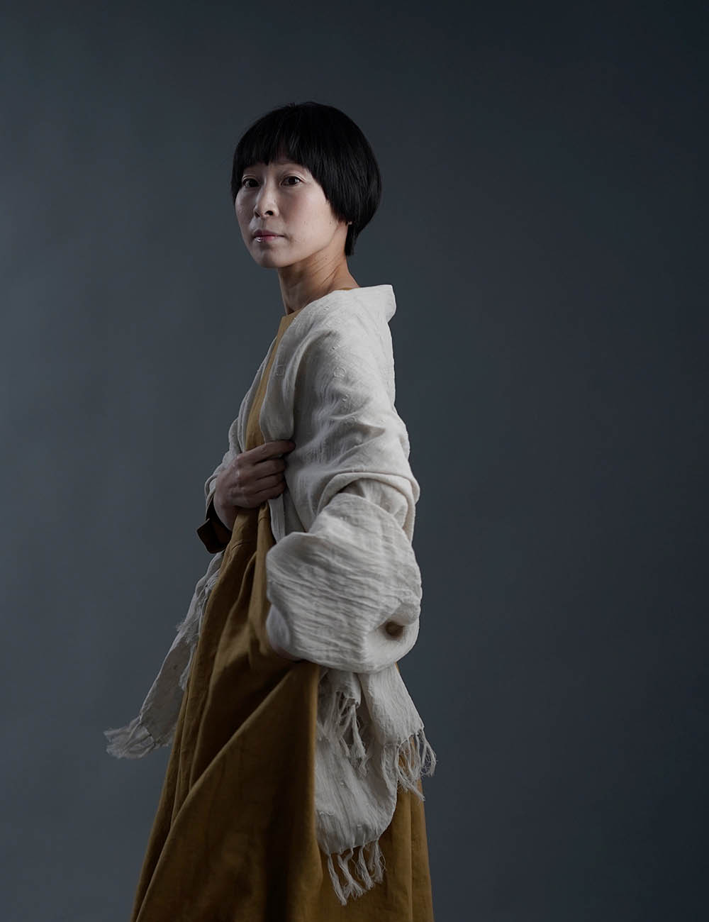 【wafu】Linen shawl 通年使える リネン ストール ショール/【約106cm×190cm】z004e